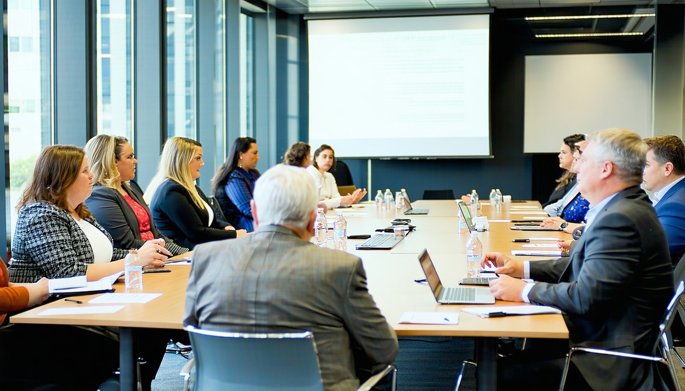 A bustling conference room filled with engaged pro