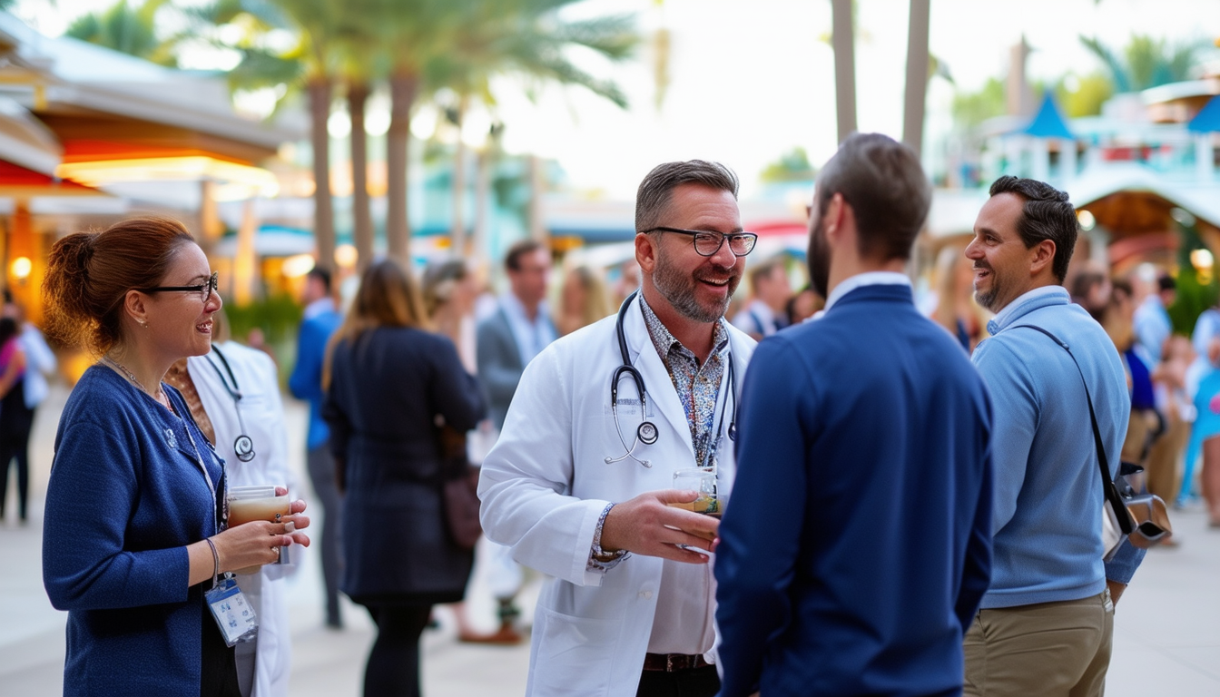 A lively group of healthcare professionals network